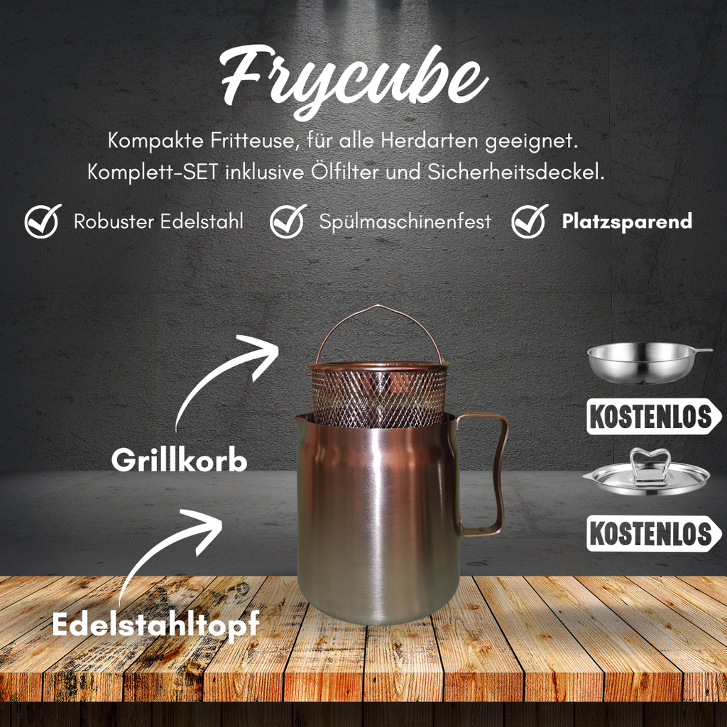 Frycube Frittiertopf Set aus Edelstahl | Herdfritteuse