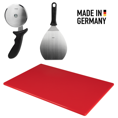 Hochwertiges Set für Pizzaliebhaber
Großes Profi-Pizzabrett, scharfer Edelstahl-Pizzaschneider und breite Pizzaschaufel sind enthalten.