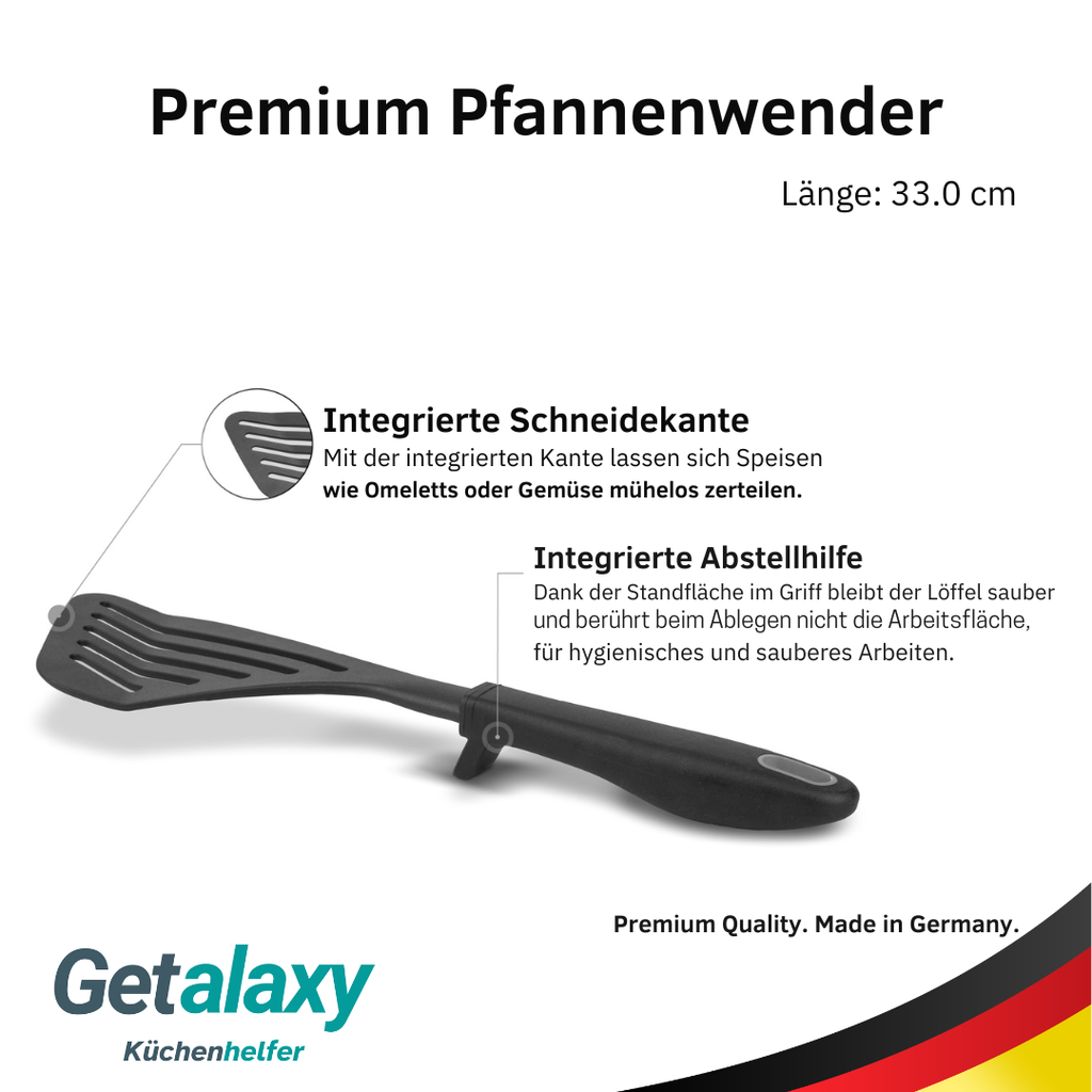 Premium Pfannenwender mit Abstellhilfe | Bratgutwender aus Kunststoff Hitzebeständig bis 270°C