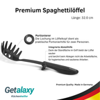 Premium Spaghettilöffel mit Abstellhilfe | Pastaheber hitzebeständig bis 270°C | Spülmaschinengeeignet