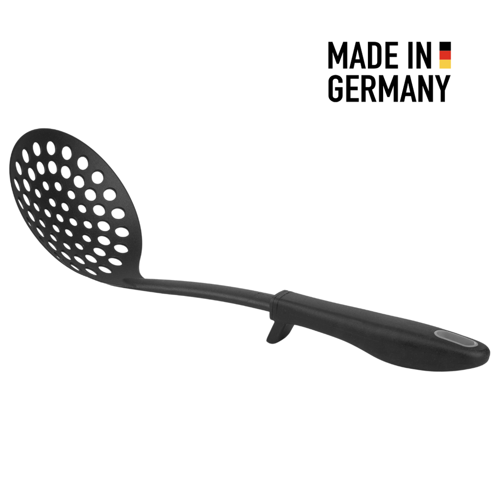 Premium Schaumlöffel mit Abstellhilfe | Abseihlöffel aus Kunststoff | Hitzebeständig bis 270°C