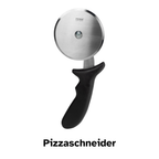 Pizzaschneider aus Edelstahl und Kunststoff.