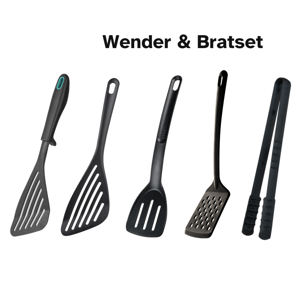 Wender & Bratset | 5-Teilig | Bratwender, Bratschaufeln, Pfannenwender, Grillzange